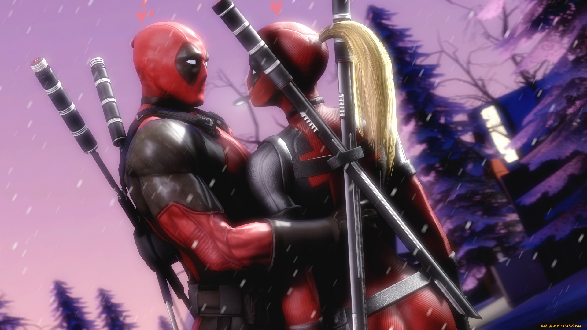 , , deadpool, lady, marvel, sword, fan, art
